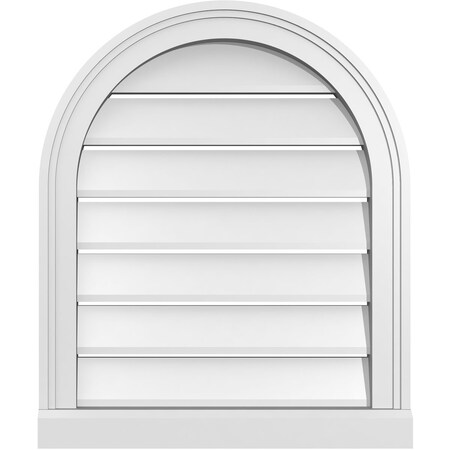 Ekena Millwork Round Top Surface Mount PVC Gable Vent: Functional, w/ 2"W x 2"P Brickmould Sill Frame, 20"W x 24"H GVPRT20X2403SF